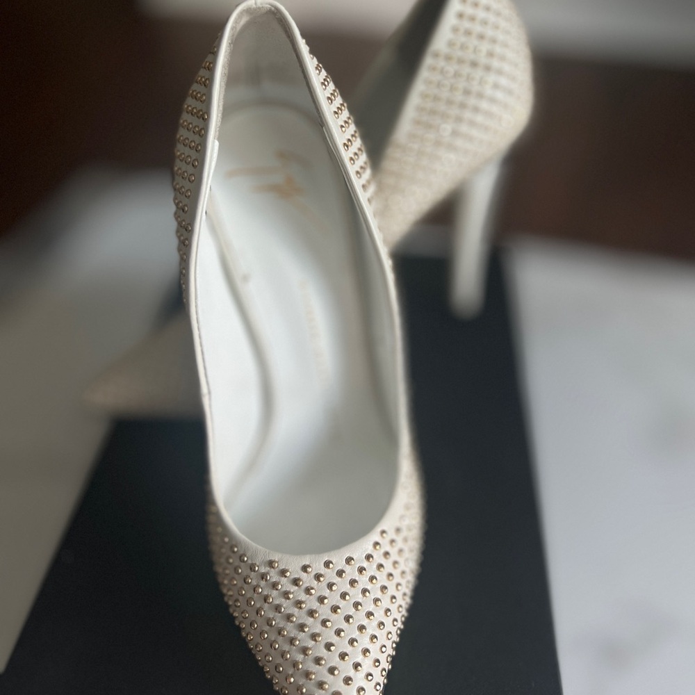 Giuseppe Zanotti Cream Perforated Stiletto Heels